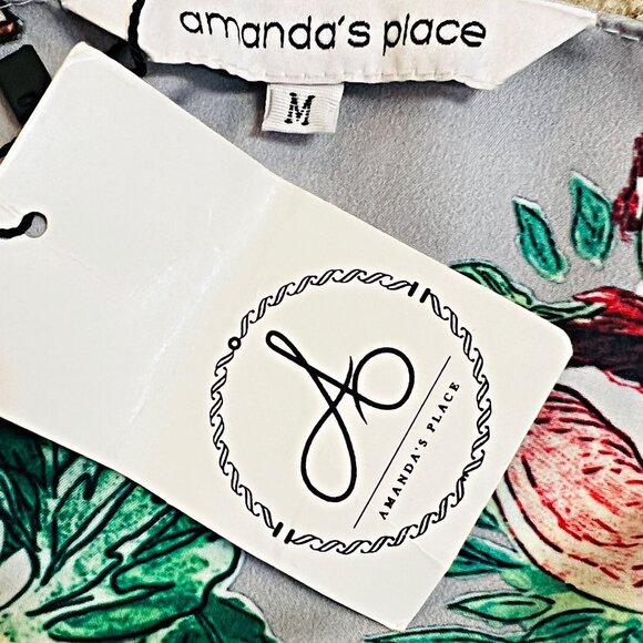 Amanda's Place Floral Sleeveless Jumpsuit Wide Leg Tropical Fruit Romper Dress - Picture 13 of 13